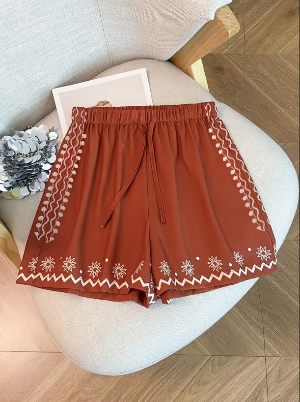 krótkie spodenki nadruk wiązanie casual 