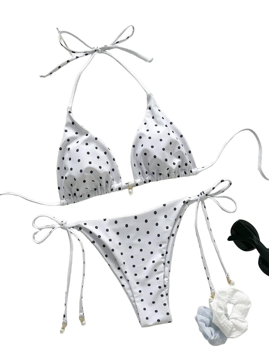 DWUCZĘŚCIOWE BIKINI DAMSKIE W KROPKI 