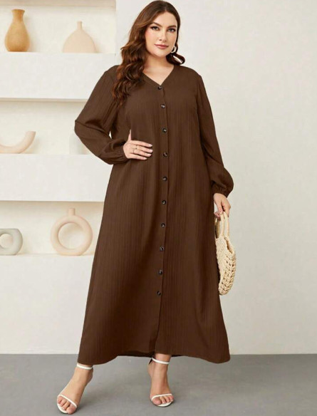maxi sukienka długi rękaw v neck