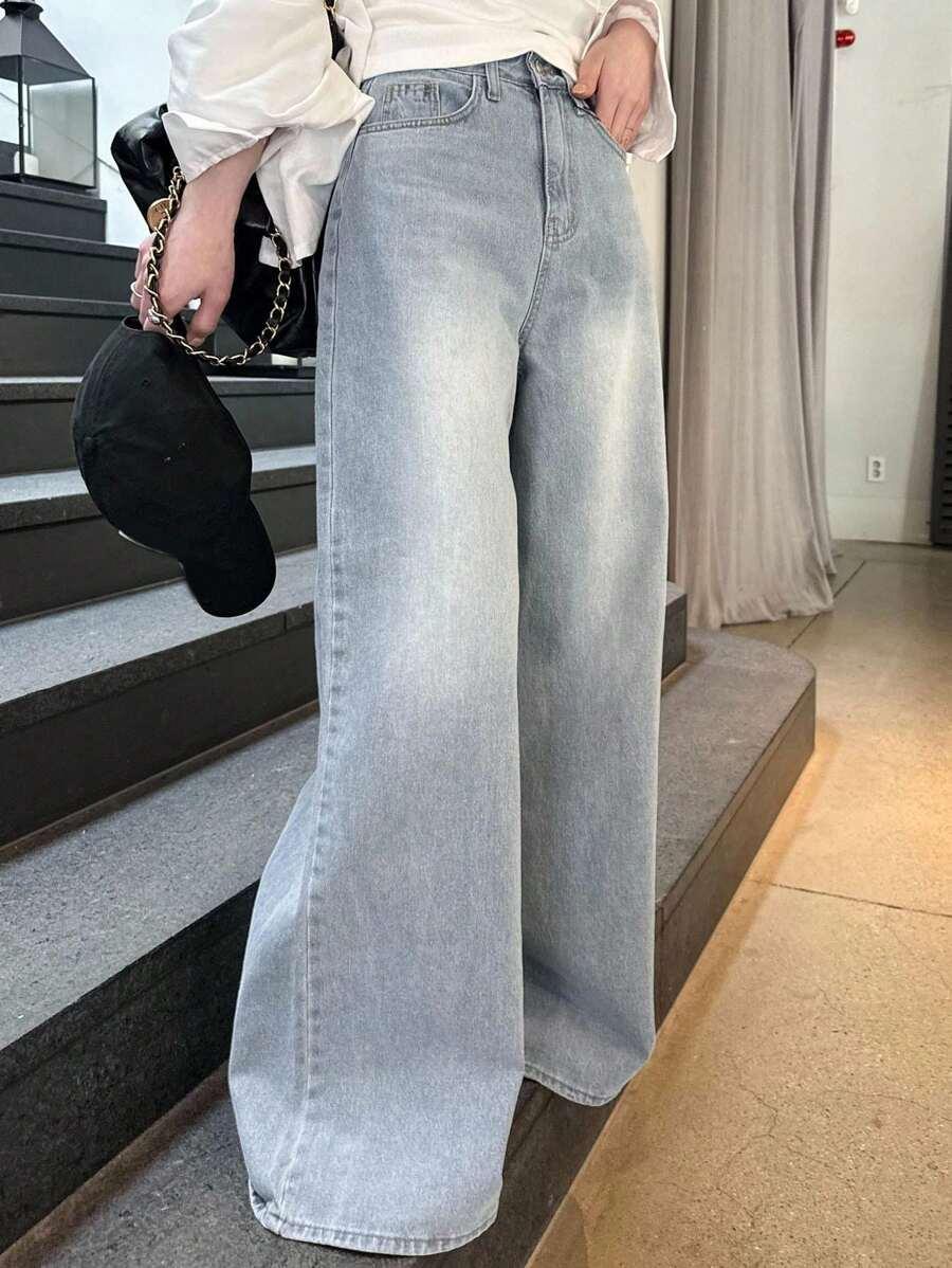 spodnie jeans szerokie nogawki 