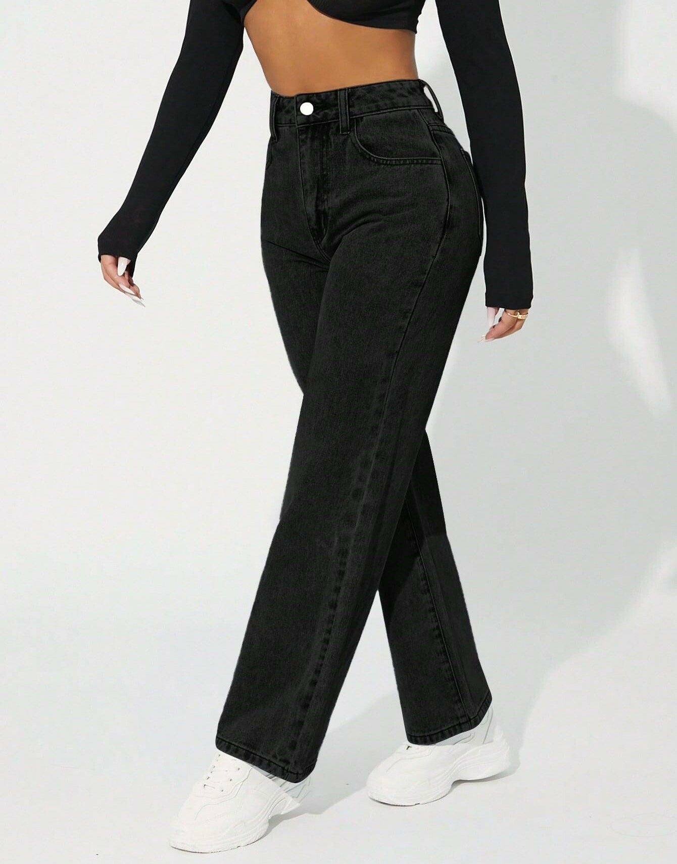 CZARNE SPODNIE JEANS
