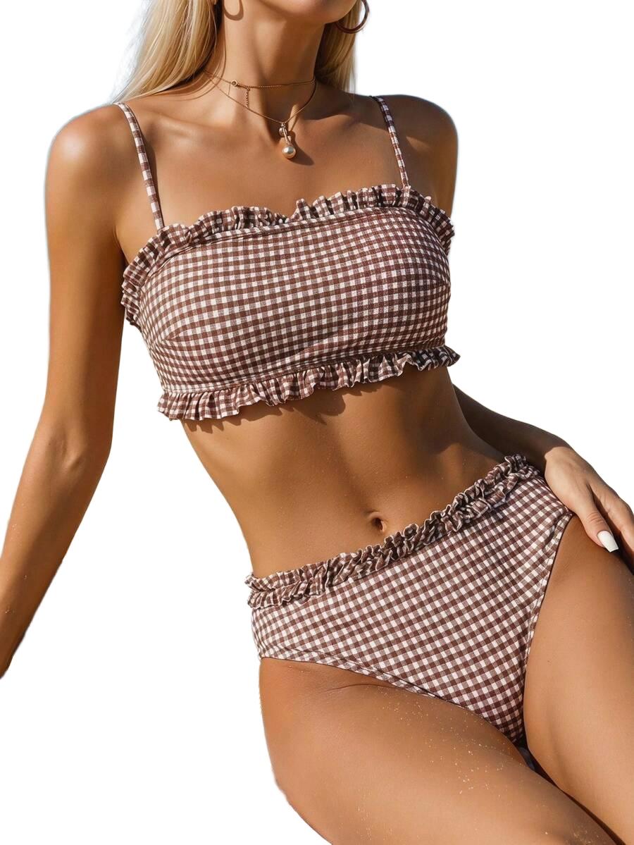 DWUCZĘŚCIOWY KOMPLET BIKINI W KRATKĘ