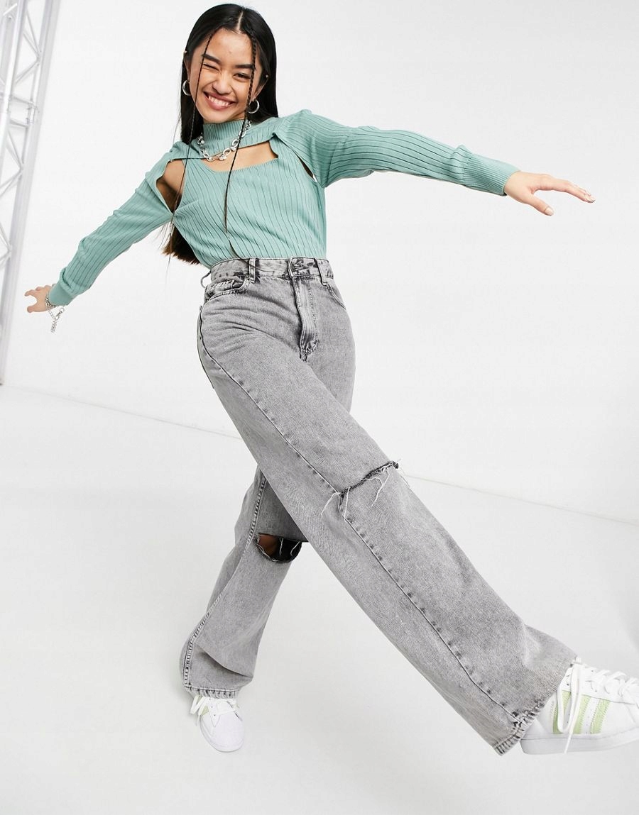 BLUZKA DAMSKA ZIELONA PRĄŻKI CASUAL 46 3XL 1AAL