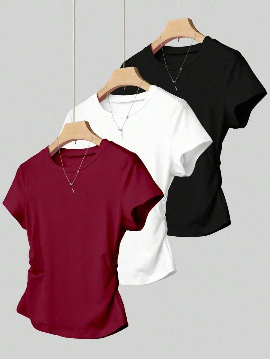 klasyczny top marszczenie 3-pack