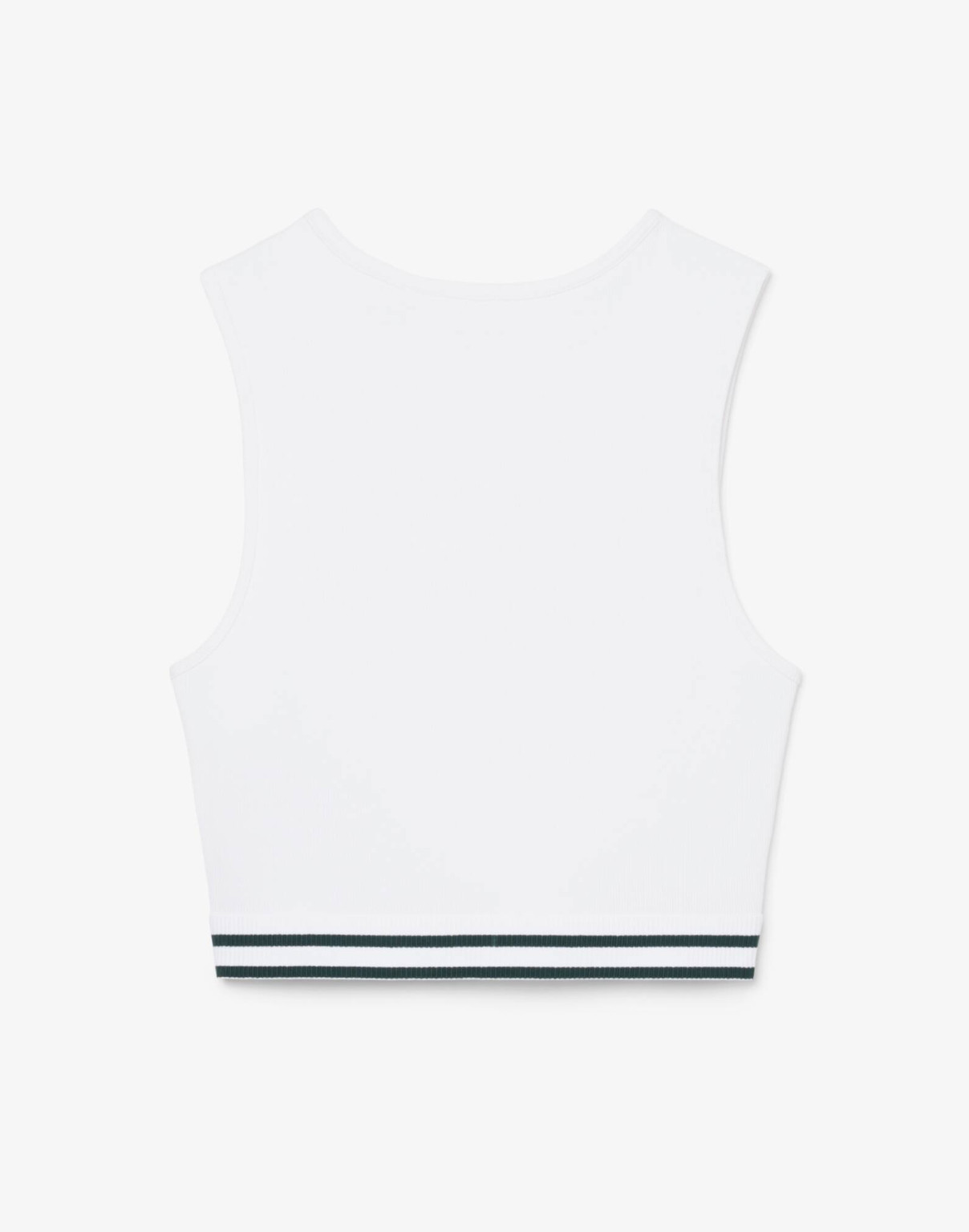 biały crop top bez rękawów logo haft