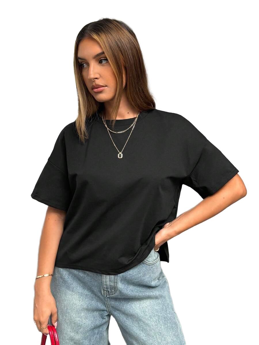 CZARNY T-SHIRT OVERSIZE