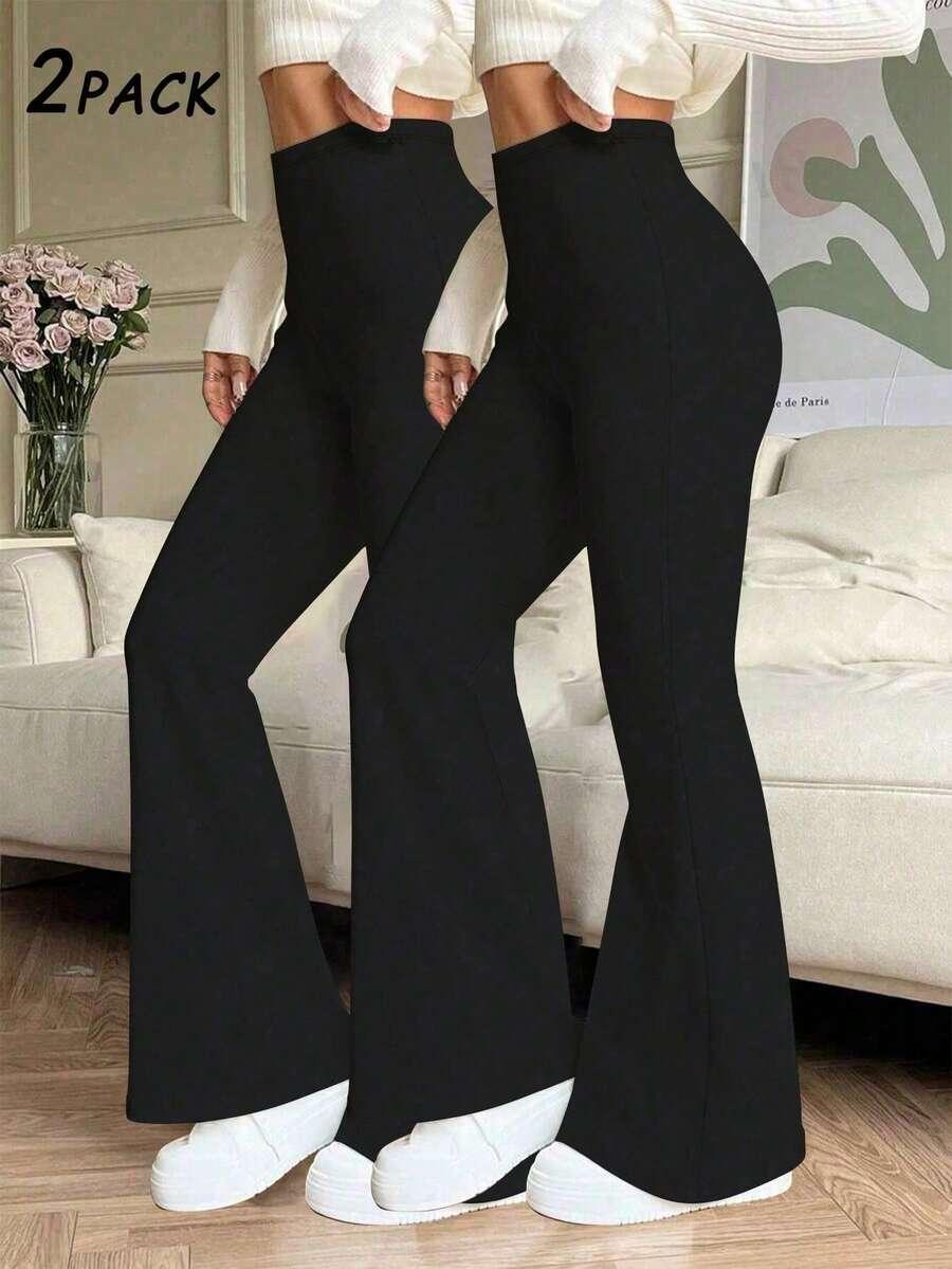 czarne spodnie z gumką w pasie 2-pack