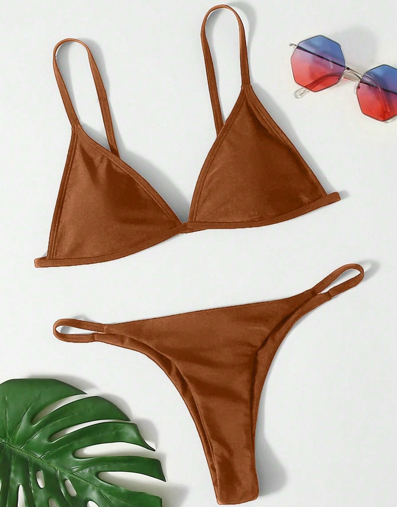 brązowy komplet bikini
