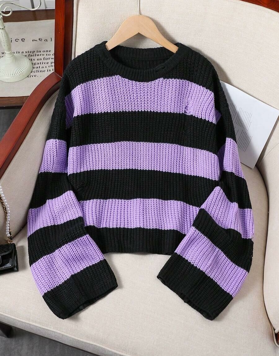 sweter wzór paski ripped