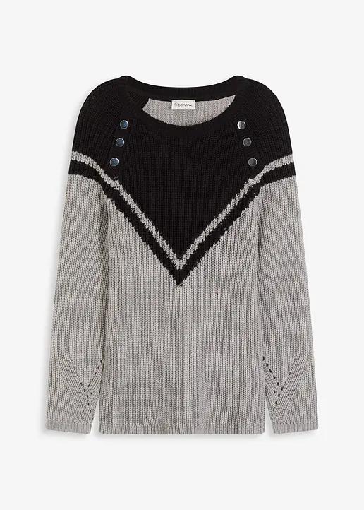 SWETER DAMSKI Z ASYMETRYCZNYM WZOREM 