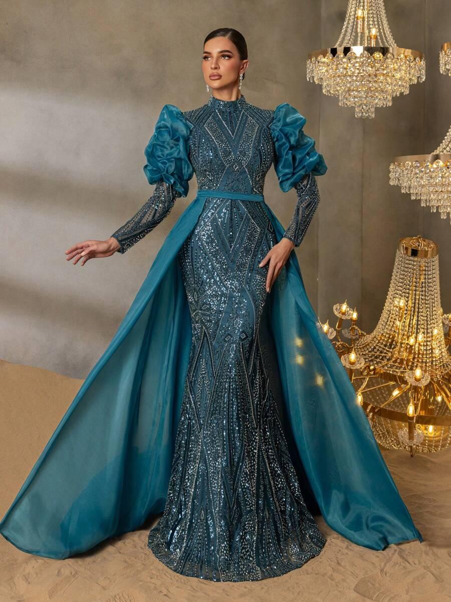 NIEBIESKA MAXI SUKIENKA
