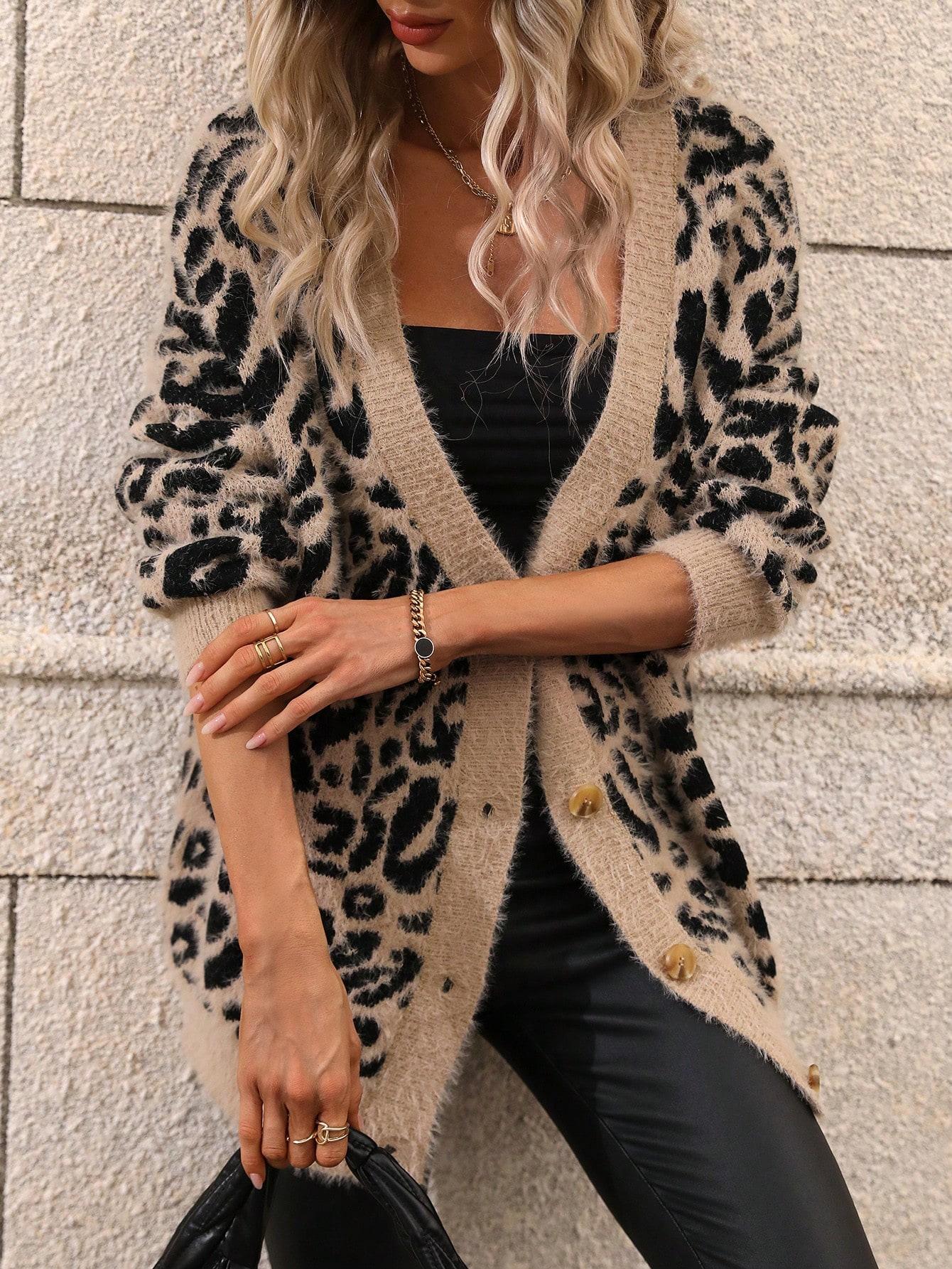 ROZPINANY SWETER KARDIGAN ANIMAL PRINT 