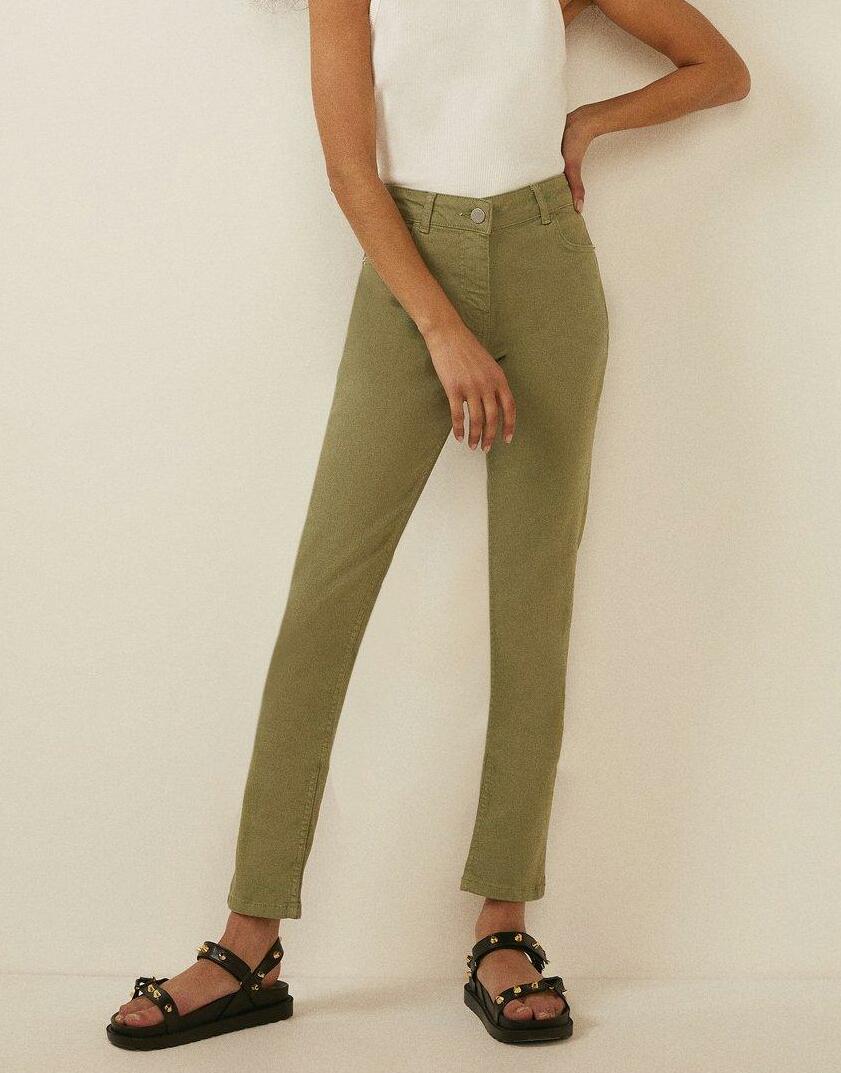 khaki spodnie jeans wysoki stan