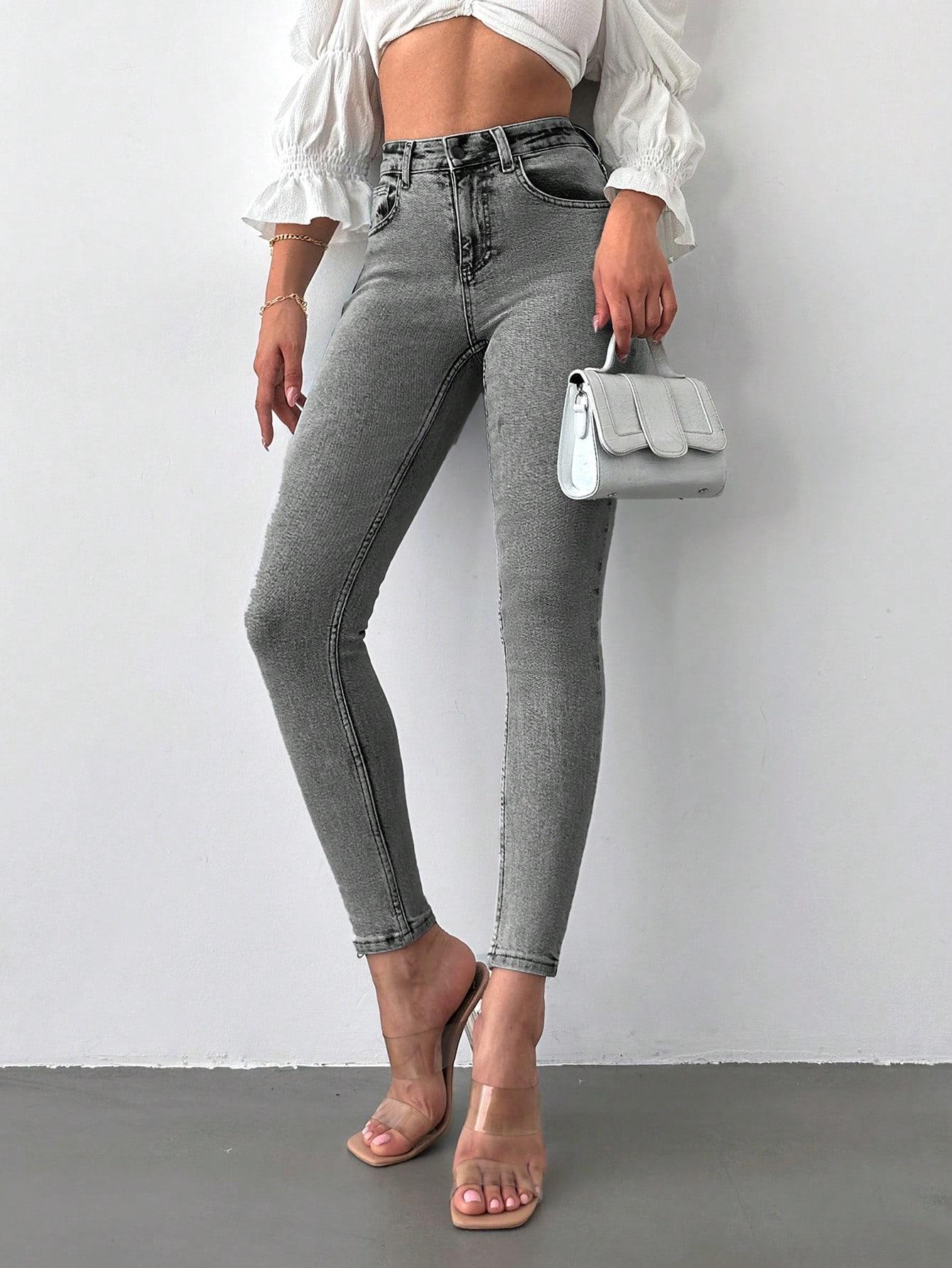SZARE SPODNIE JEANS