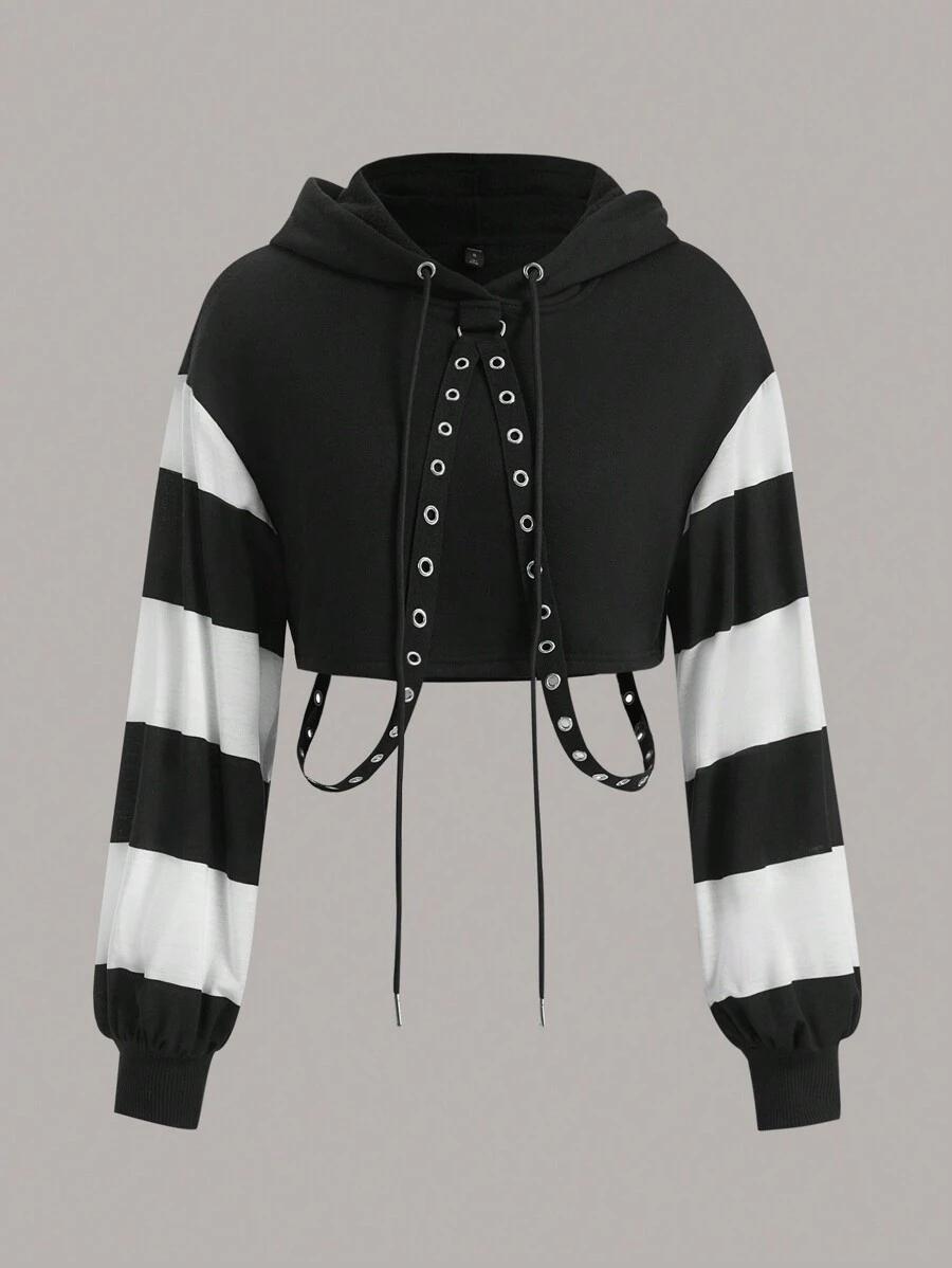 bluza z kapturem kontrast 