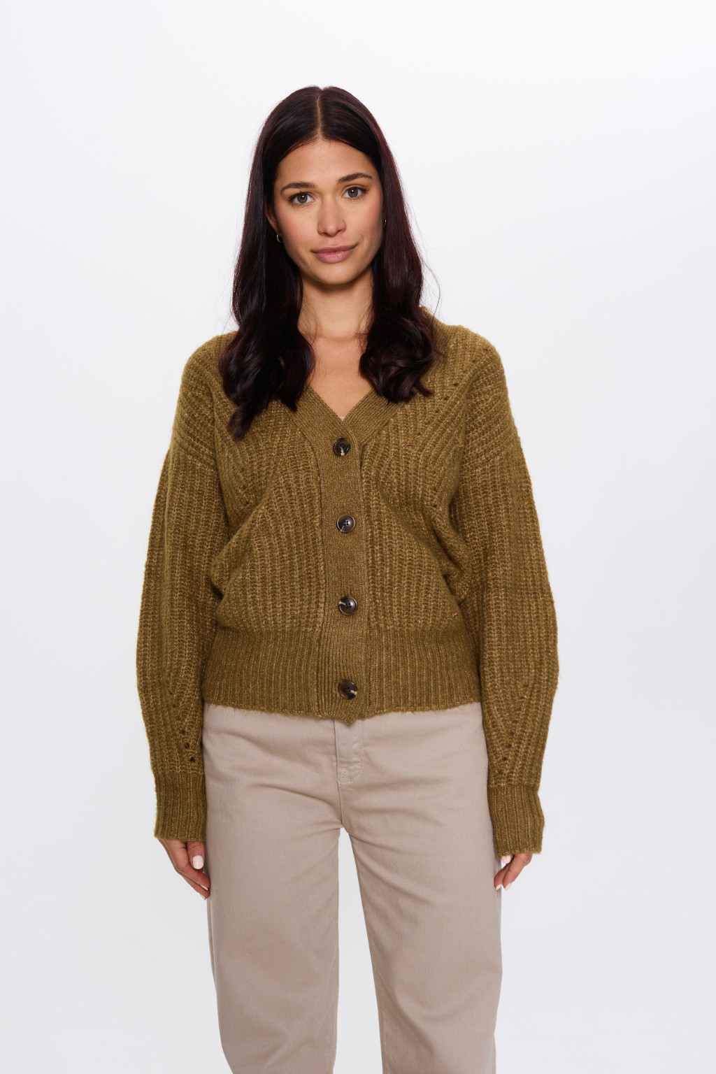 BRĄZOWY SWETER KARDIGAN 1750023-17015