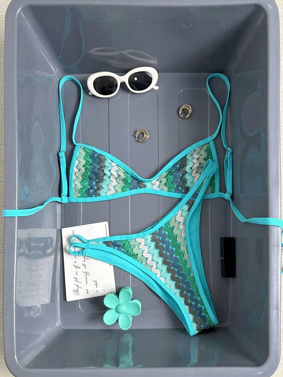 dwuczęściowy ażurowy kostium bikini komplet