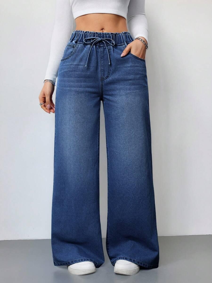 spodnie jeans z gumką w pasie