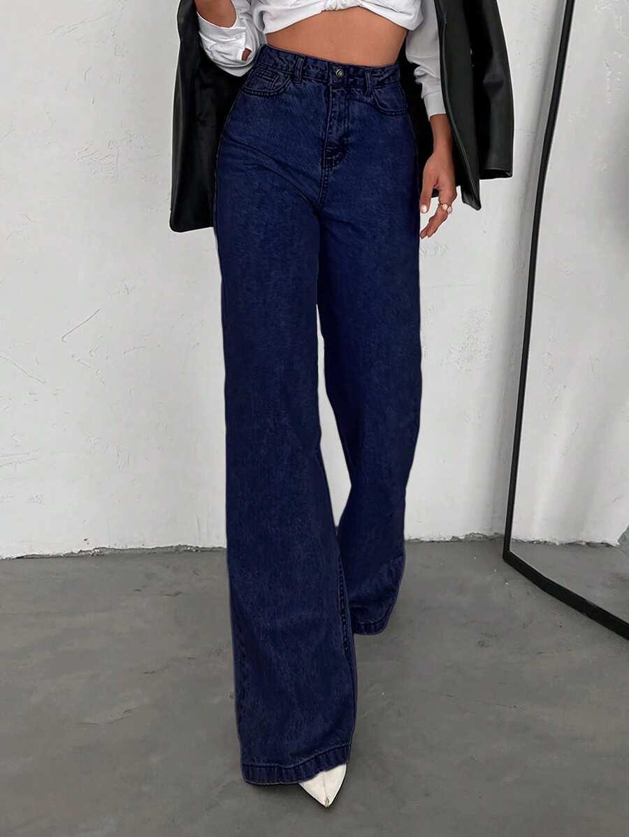GRANATOWE SPODNIE JEANS