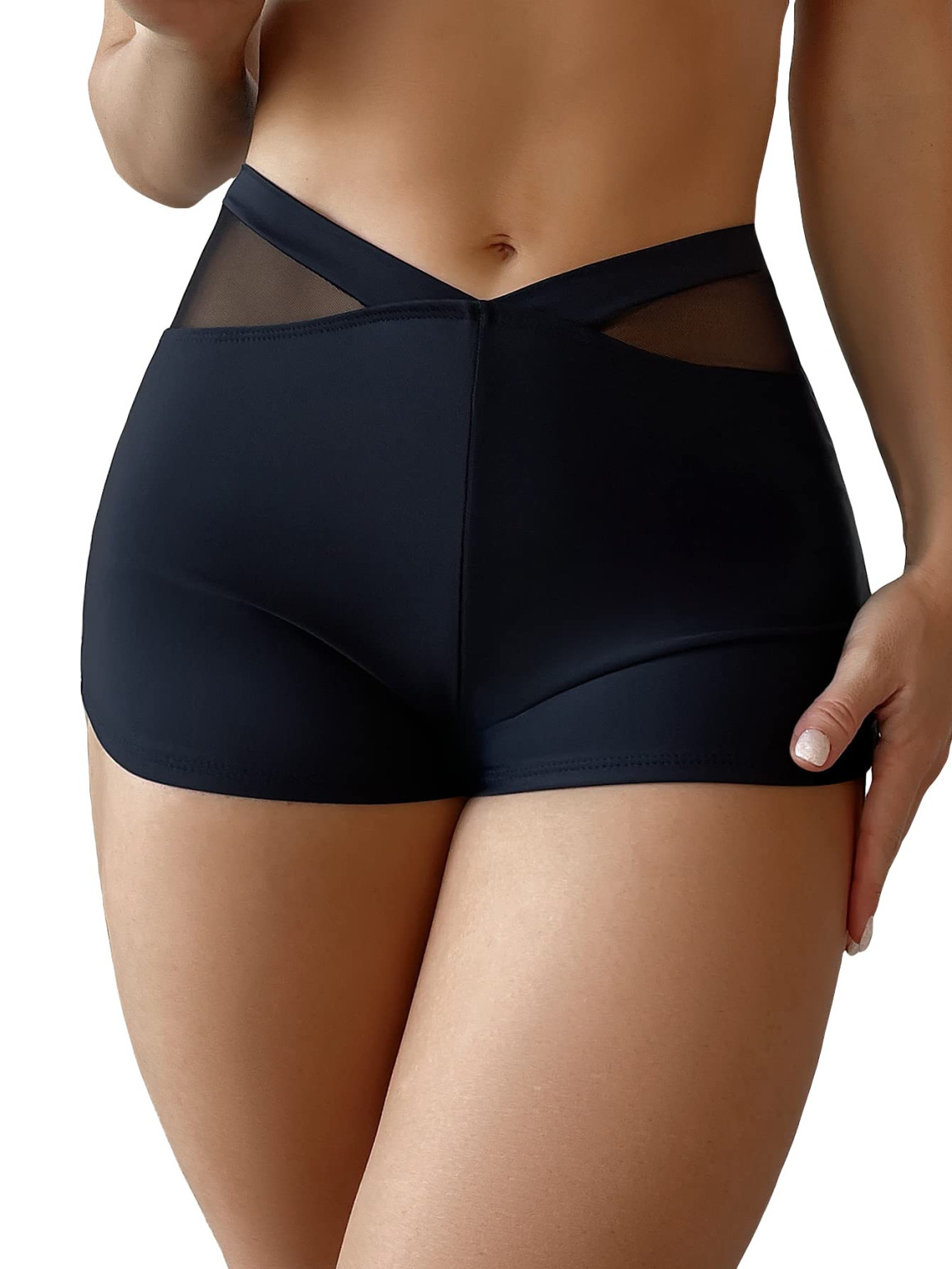 CZARNY DÓŁ OD BIKINI siateczka marszczenie