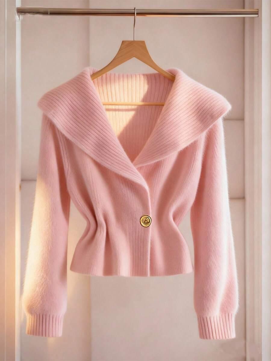 RÓŻOWY SWETER GUZIKI
