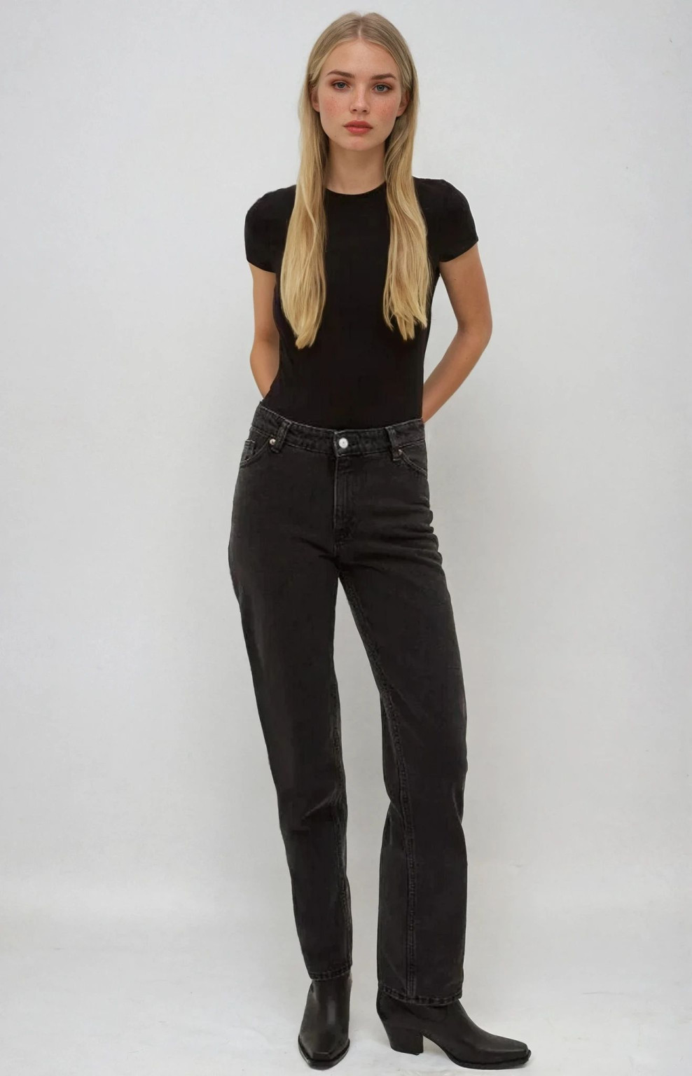 CZARNE SPODNIE JEANS