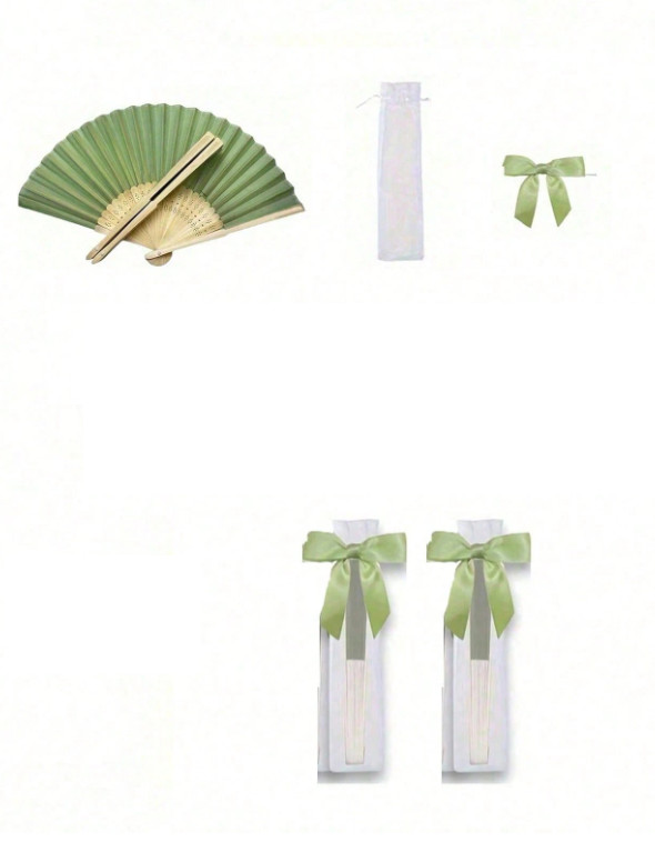 zielony wachlarz torebka kokarda 2-pack