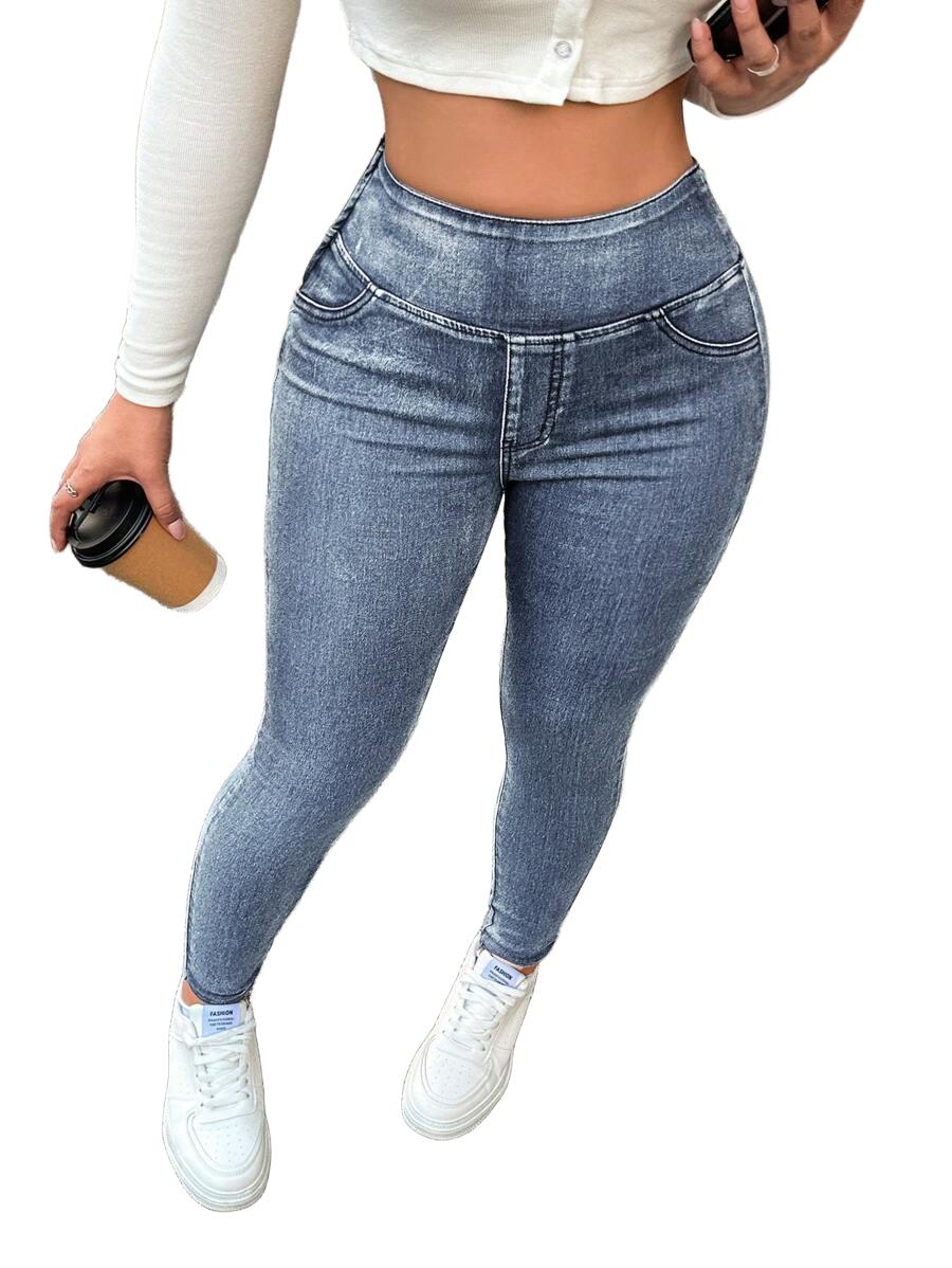 JEANSY DAMSKIE JEGGINGS REGULAR WYSOKI STAN BAWEŁNA