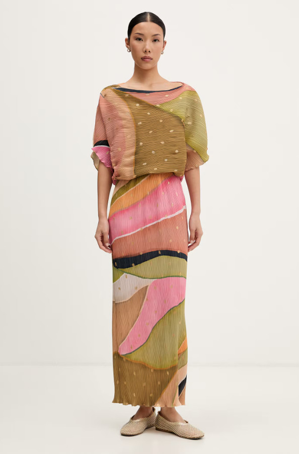 plisowana sukienka abstract print asymetria