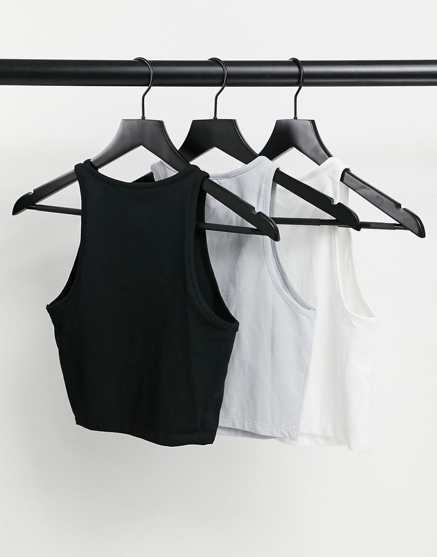 szary crop top basic