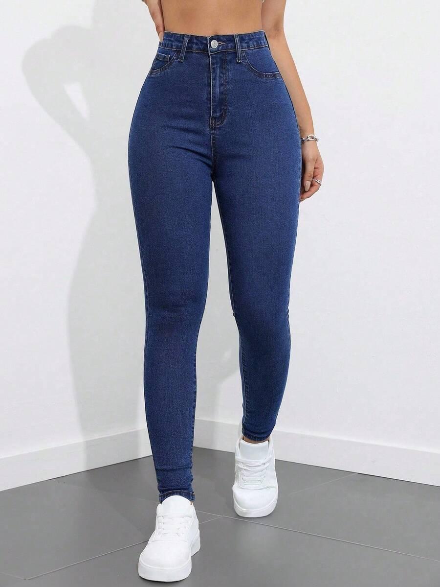 GRANATOWE SPODNIE JEANS RURKI