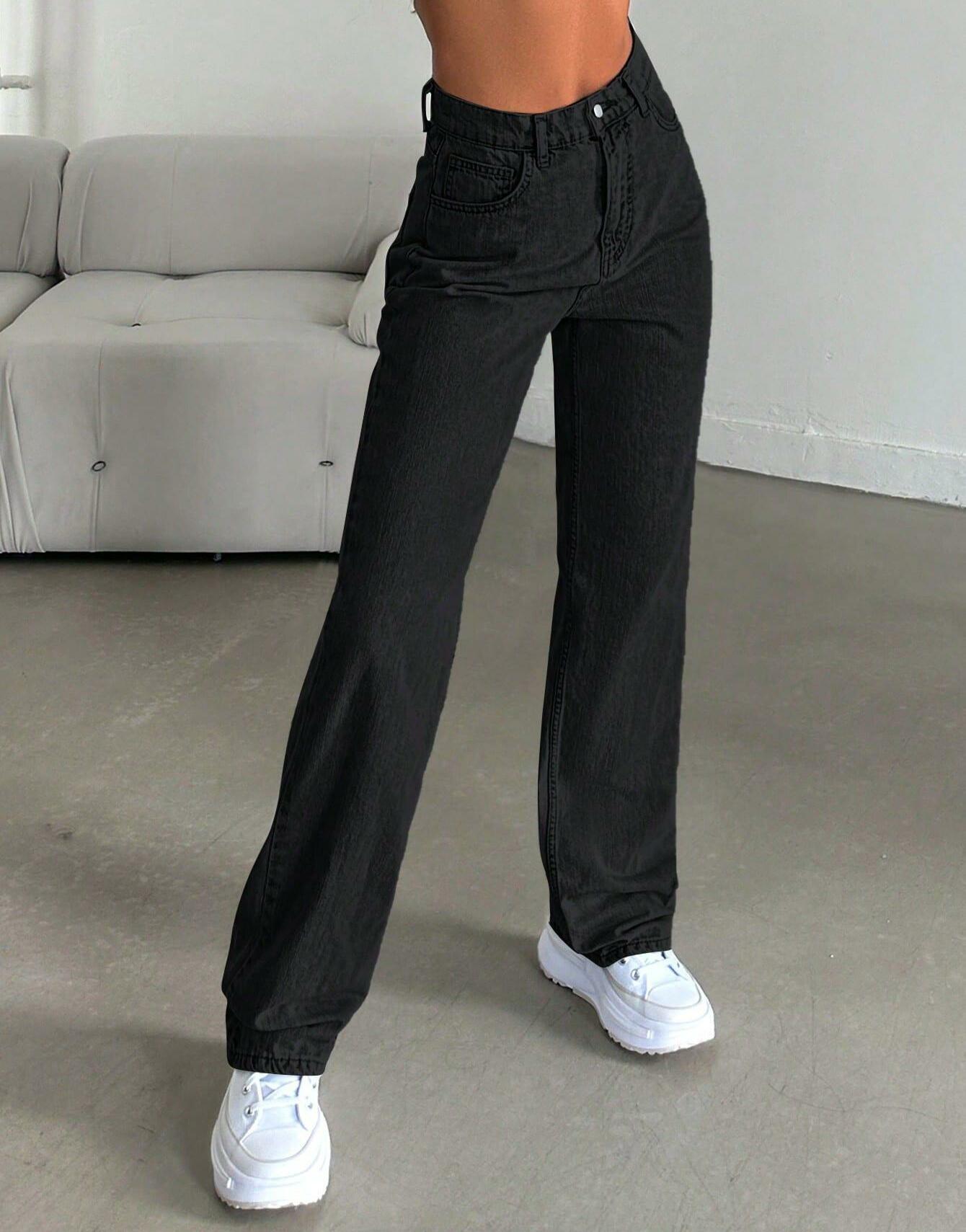 CZARNE SPODNIE JEANS