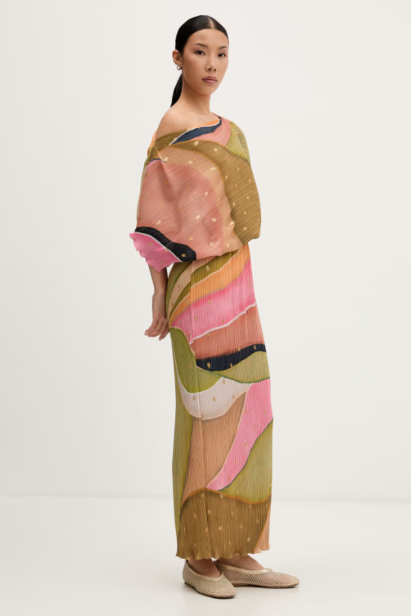 plisowana sukienka abstract print asymetria