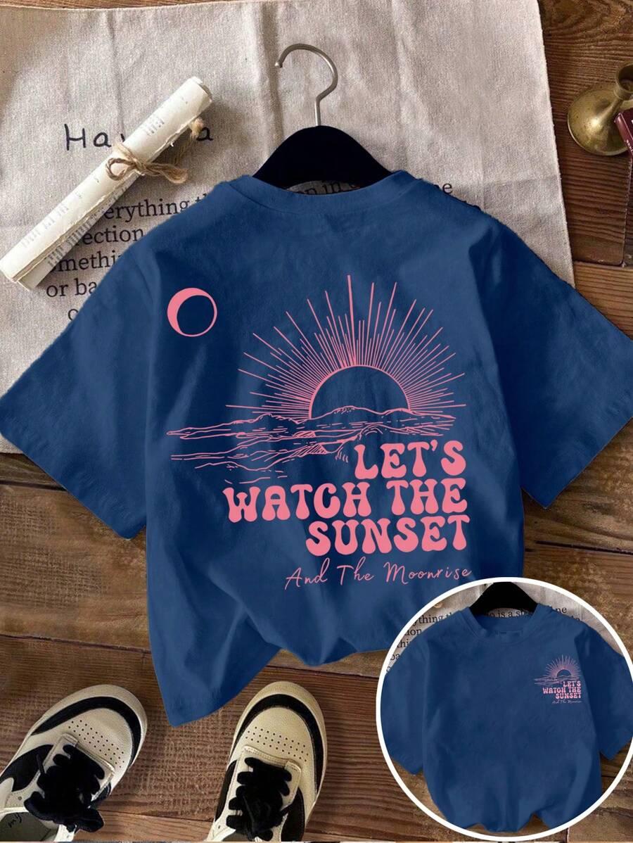 niebieski t-shirt nadruk