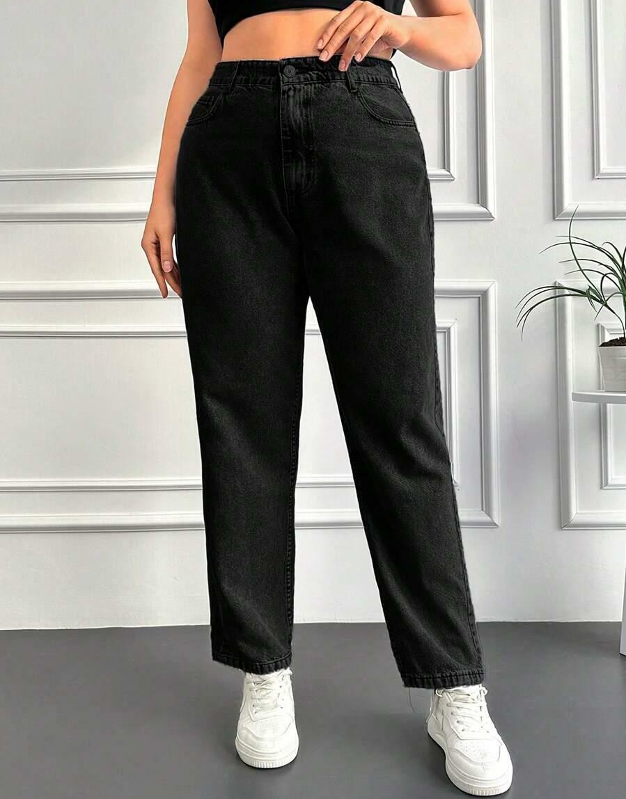 CZARNE SPODNIE JEANS WYSOKI STAN