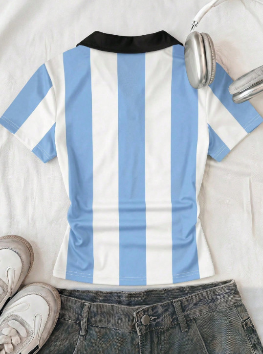 top kołnierzyk kontrast marszczenia argentina team