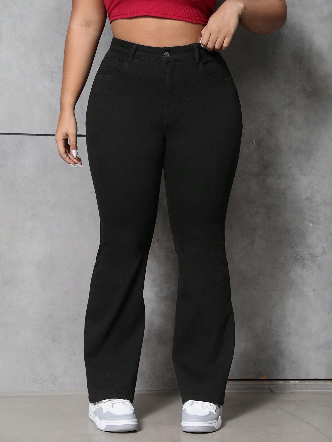 CZARNE SPODNIE DZWONY JEANS