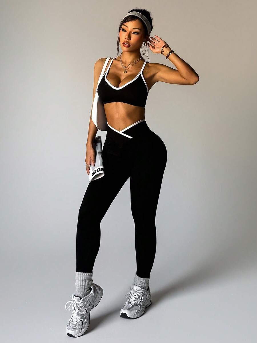 biustonosz sportowy legginsy komplet 