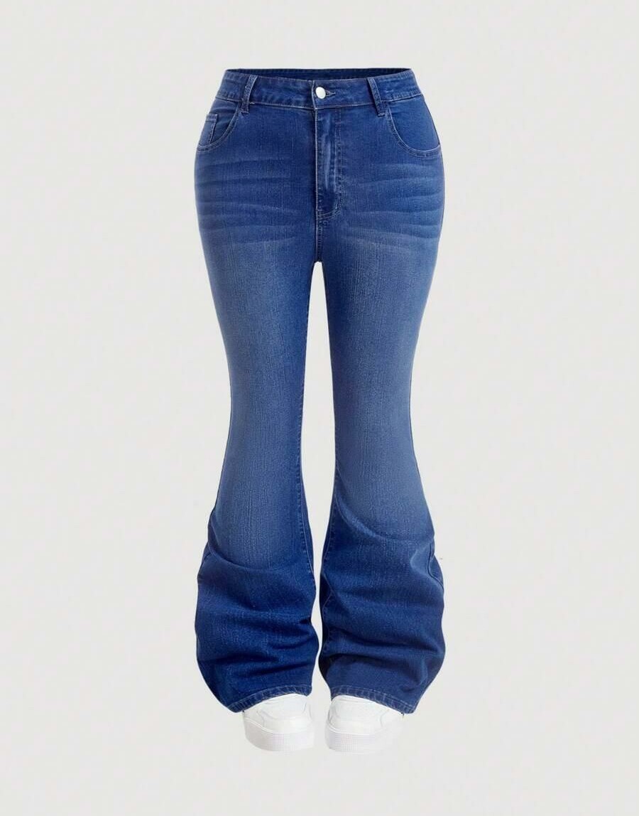 spodnie dzwony jeans haft