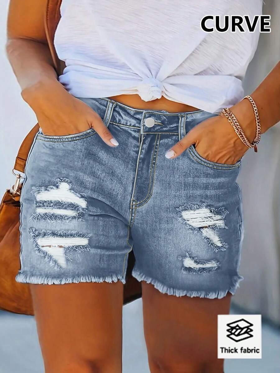 KRÓTKIE SPODENKI RIPPED JEANS
