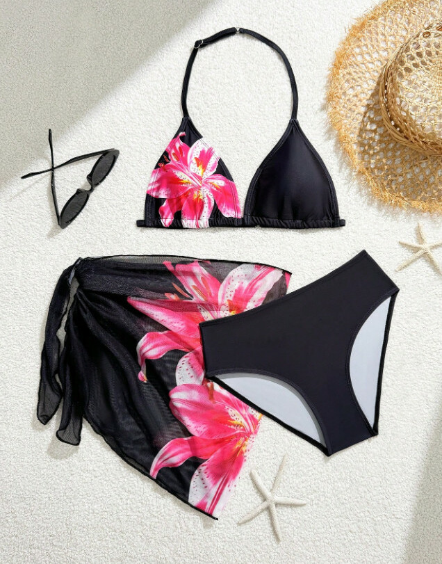 TRZYCZĘŚCIOWY KOMPLET BIKINI   PRINT