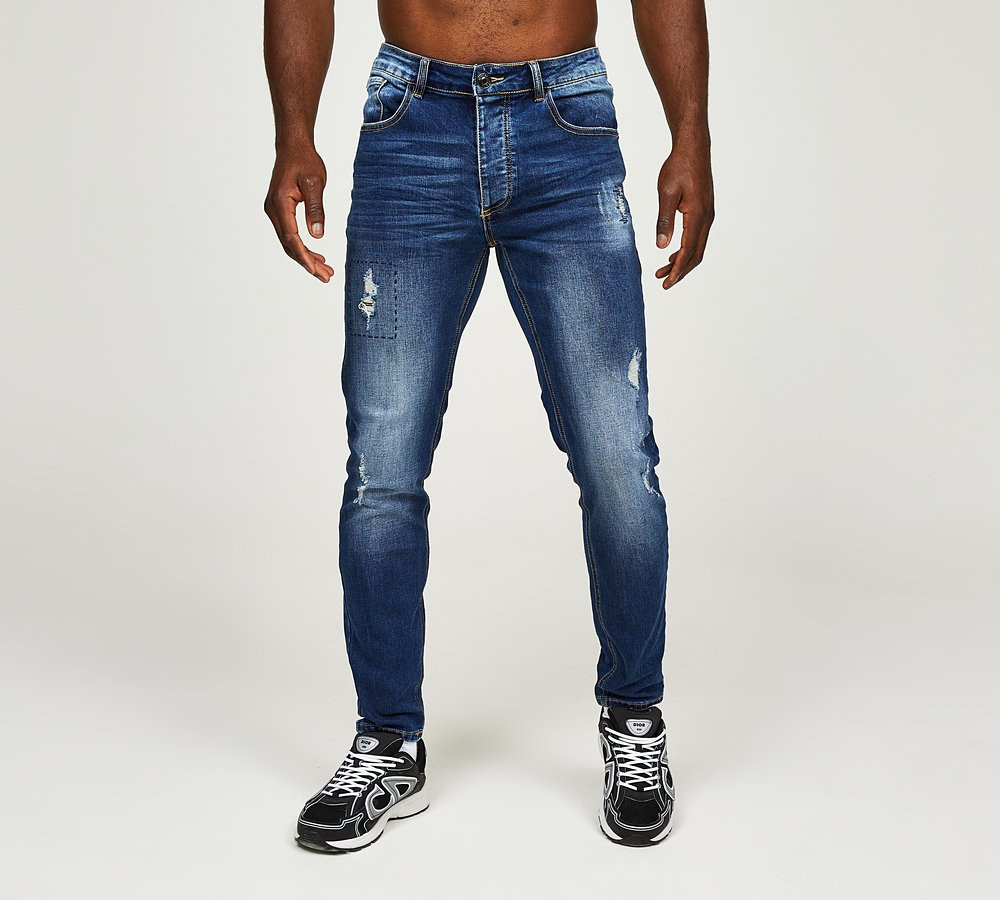 niebieskie spodnie jeans salvo 2.0 ripped guziki