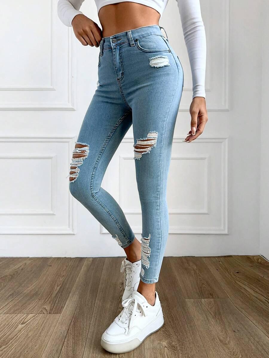 SPODNIE JEANS RURKI DZIURY