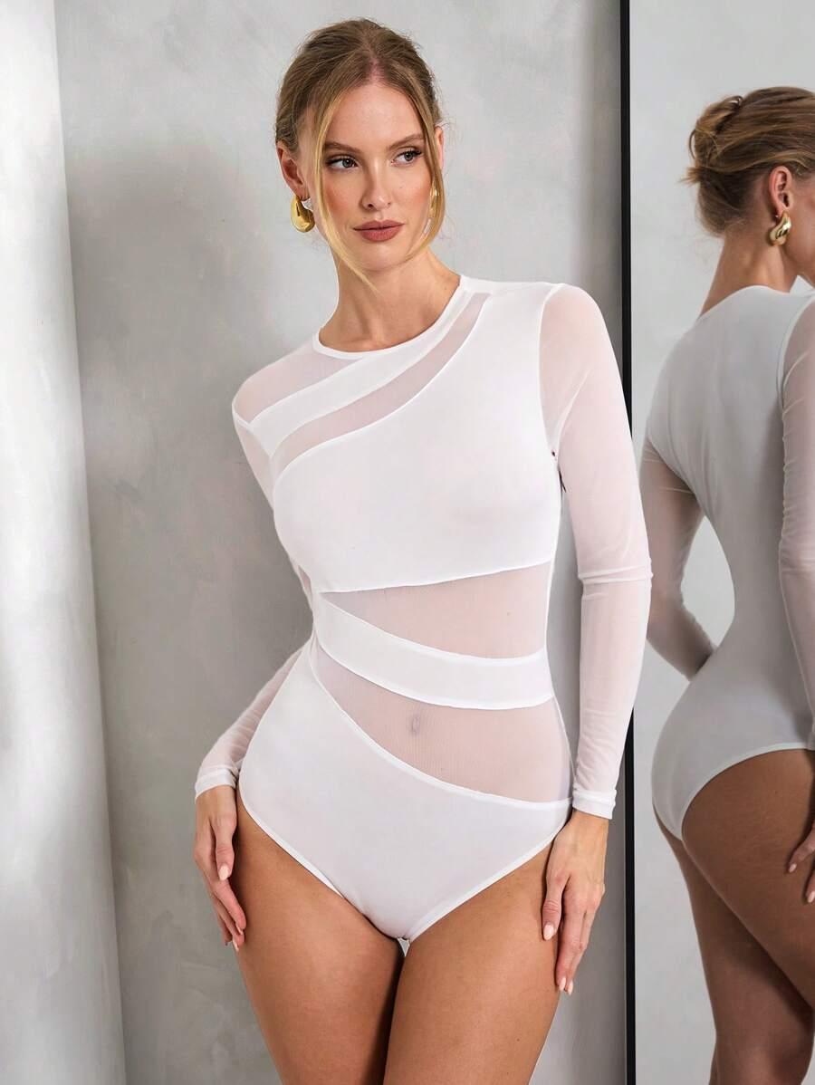 białe body siateczka 