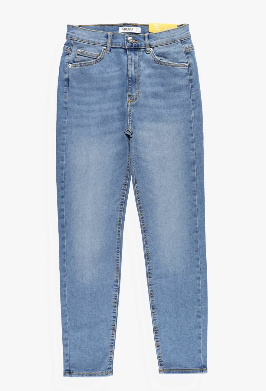 NIEBIESKIE SPODNIE RURKI JEANS MID WAIST