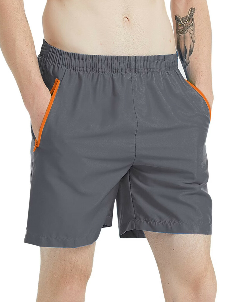 krótkie szare spodenki kąpielówki zip neon