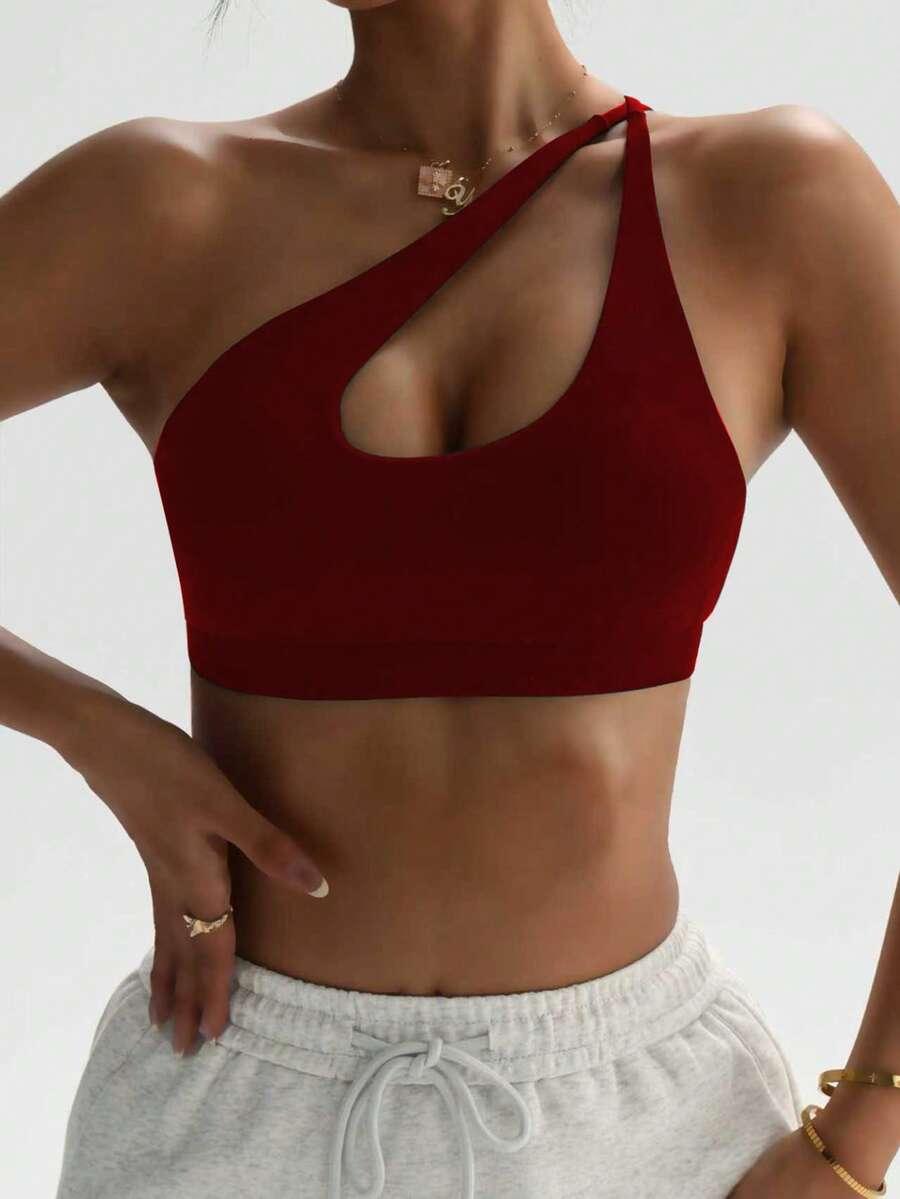 czerwony top asymetria 