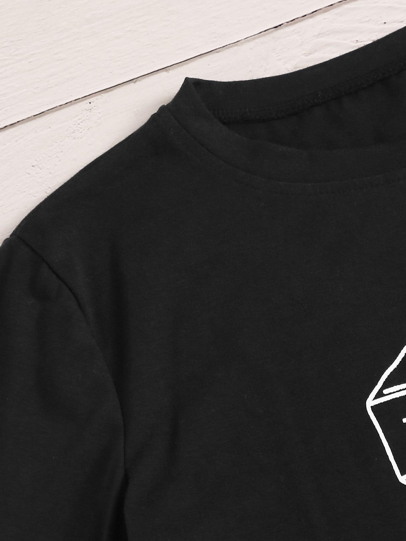 czarny t-shirt okrągły dekolt