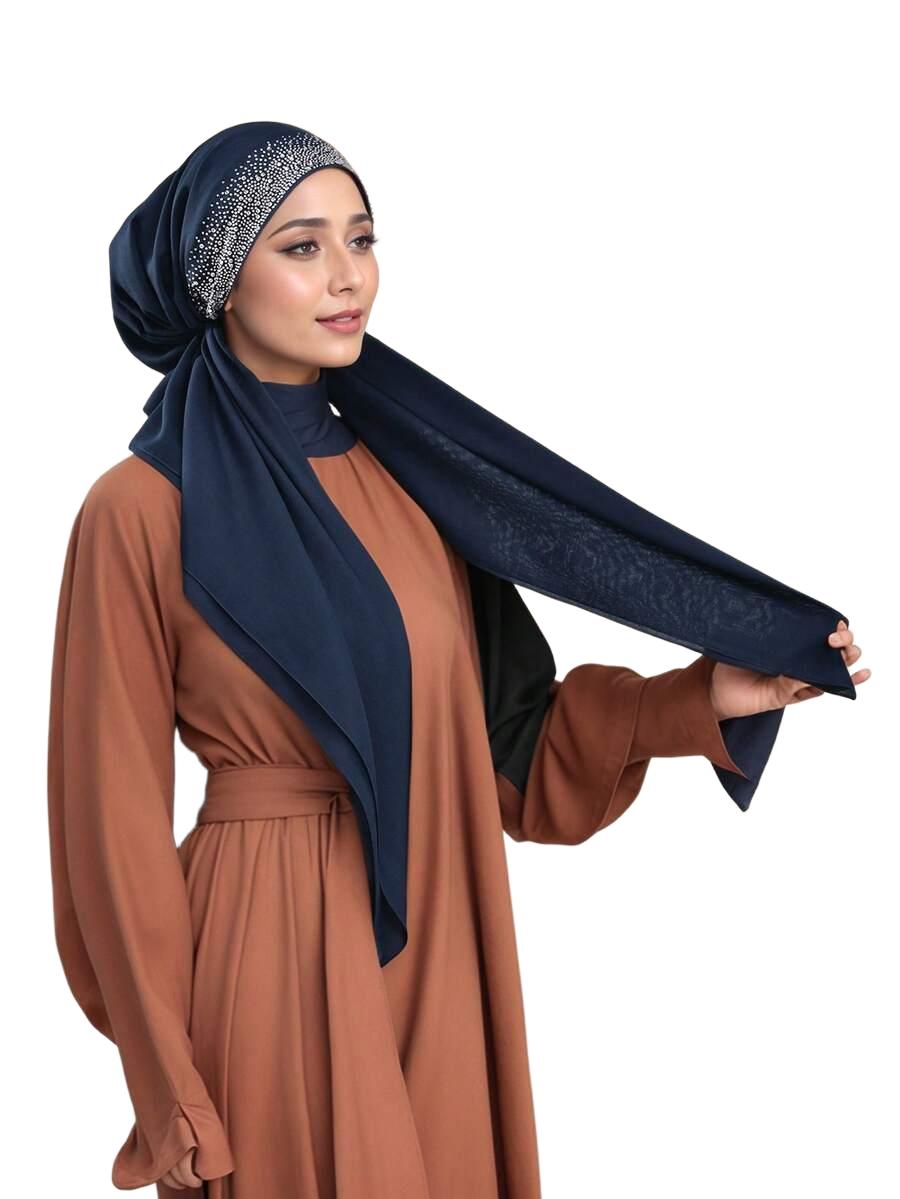 granatowy TURBAN ZDOBIENIE