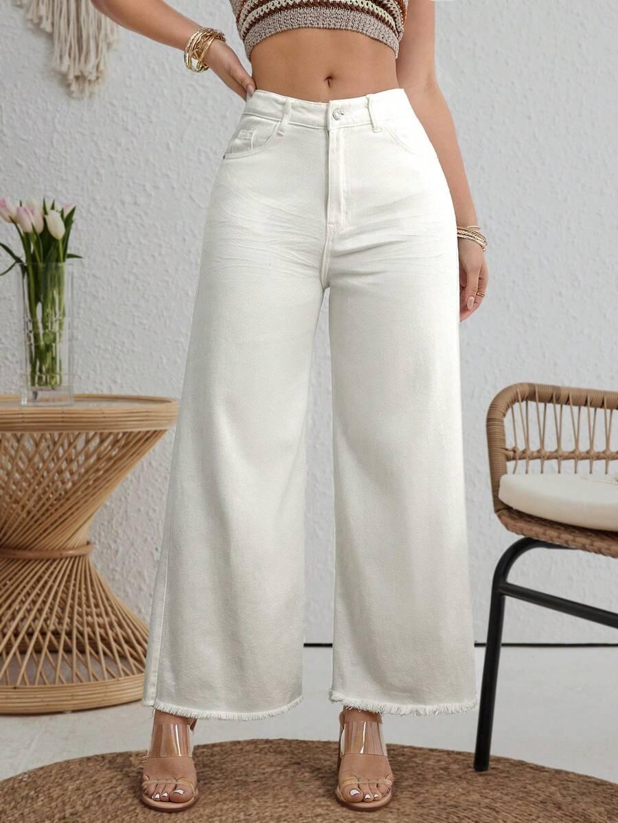 BEŻOWE SPODNIE JEANS